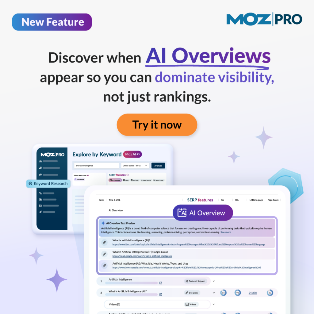 Moz AI Overviews in Keyword Research